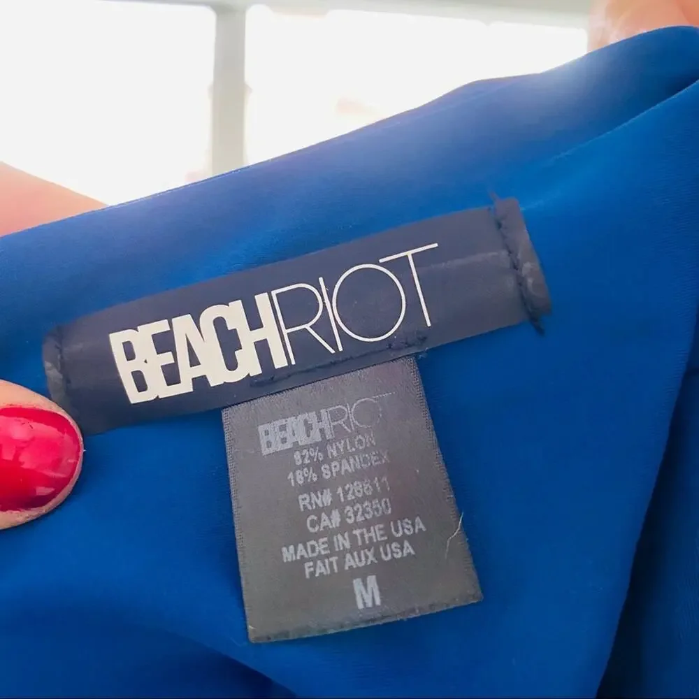 FREE PEOPLE BEACH RIOT Blue Green Two Tone Cutout One Piece Tankini Swimsuit M
